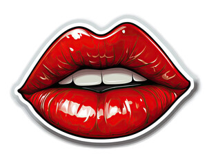 Obraz premium Close-up of glossy red lips