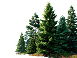 Evergreen Forest: A collection of tall, green evergreen trees stand in a forest, showcasing the beauty of nature's growth.