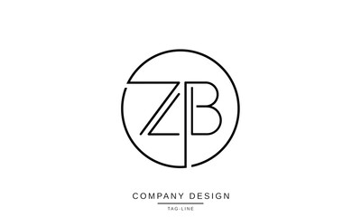 ZB, BZ Abstract Letters Logo Monogram Design Font Icon Vector