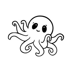 adorable cartoon octopus character with big eyes