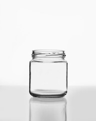 210ml Cylindrical Glass Jar with 63mm Screw Neck – Isolated on White with Silhouette Lighting