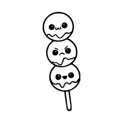 cute kawaii Dango skewer with various expressions
