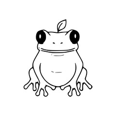cute kawaii frog with leaf hat vector illustration