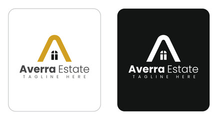 Bold A Letter Logo with Window in House