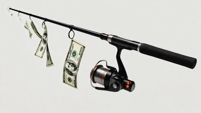 Fishing rod with money.
