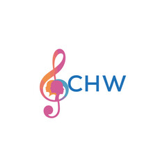Obraz premium CHW “Abstract music school logo with people and melody icon” CHW Later Logo, “Modern music therapy logo with faces and note symbol” 