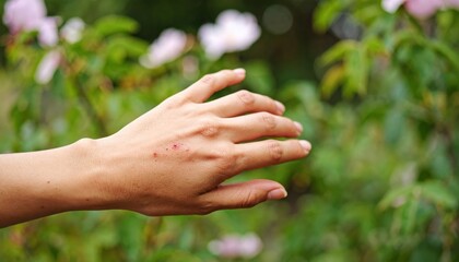 Injured Hand Amidst Flowers