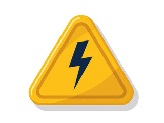 a simple flat 2d icon representing a 'lightning warning sign', with a simple yellow triangle that has a black lightning bolt symbol inside it, minimalist design, solid yellow and black colors