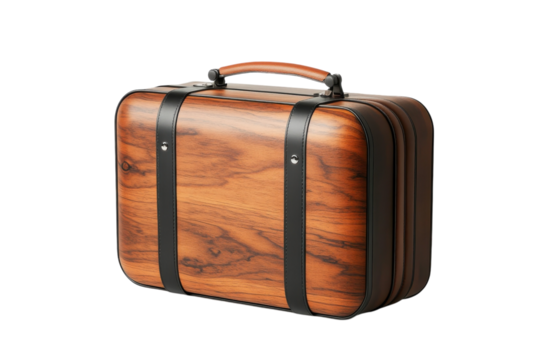 Wood and Leather Suitcase Classic Travel Accessory Vintage Style Luggage Wooden Box Briefcase Look