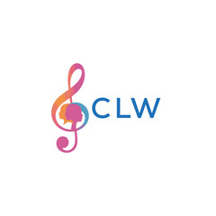 Fototapeta premium CLW “Abstract music school logo with people and melody icon” CLW Later Logo, “Modern music therapy logo with faces and note symbol” 