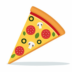 A delicious slice of pepperoni and mushroom pizza, showcasing its cheesy goodness and vibrant toppings.