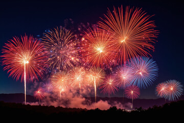 fireworks in the sky over a crowd of people