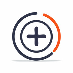 Obraz premium A stylized graphic depicting a plus sign within a circular design, with a partial orange arc.