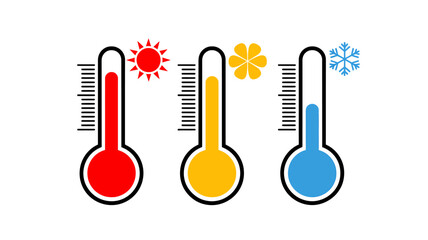 A Simple Illustration of Three Thermometers Showing Hot, Warm, and Cold Temperatures
