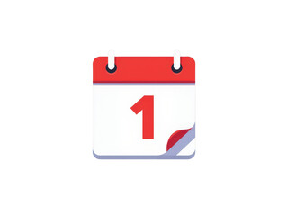 a simple flat 2d icon of a 'calendar page', shown as a single square torn from a calendar, minimalist design, solid red and white colors, clean sharp lines, no shadows