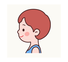 Side View of a Cute Little Boy – Upper Body Vector Illustration