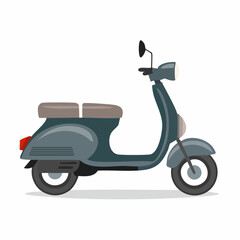 Obraz premium Classic vintage scooter, dark grey, side profile view, two-wheeled, transportation.