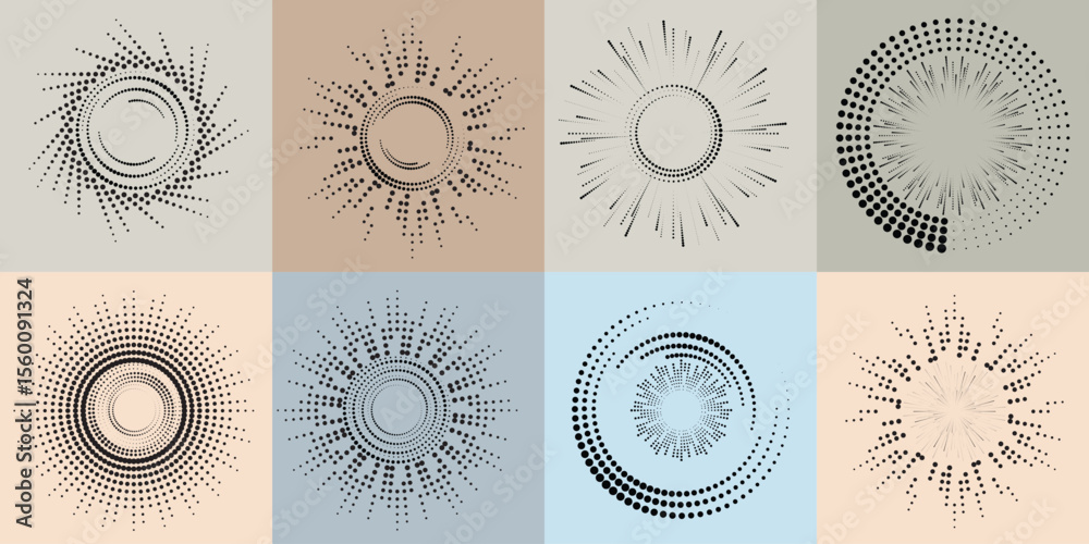 Poster lines and dots in circle form .rotate rounded shape vector illustration .rotating dots form a circle