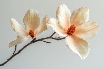 Floral arrangement of magnolia blossoms with delicate petals branch nature art and decorative flower