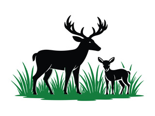 Spotted Deer in Natural Landscape – Serene Wildlife and Forest Scene Illustration