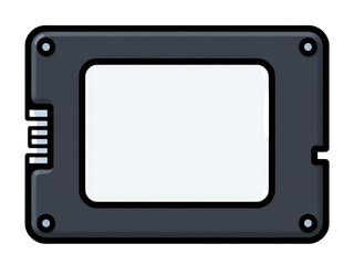 Fototapeta premium a simple flat 2d icon of a 'solid state drive' (ssd), a simple, slim solid state drive, minimalist design, solid black and gray colors, clean sharp lines, no shadows
