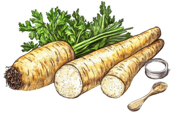 Horseradish Flavoring Sketch Illustration: Vintage Culinary Herb for Cooking and Seasoning Themes, PNG Transparent