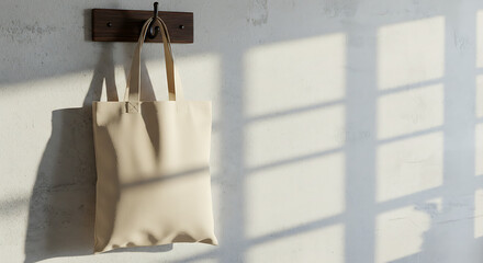 Red paper bags hang like freshly laundered clothes on a clothesline, ready for a fashion-conscious woman's next retail purchase