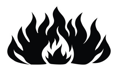Stylized Black Flame Illustration with Floating Embers – Minimalist Fire Symbol in Motion