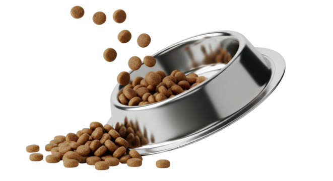 Isolated Pet Food and Bowl