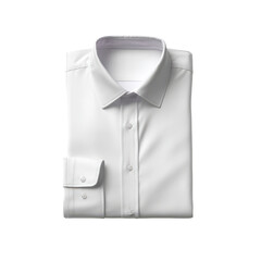 Elegant white dress shirt, folded with precision and showcasing a timeless collar design for a refined appearance on transparent background