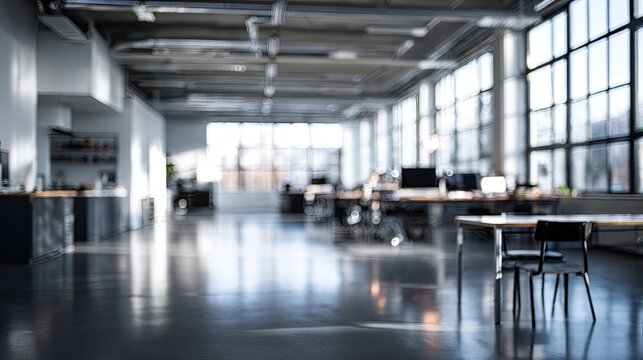 Spacious modern workspace interior with clean architectural lines, minimalist design, and abundant natural light, creating a serene, professional, and contemporary office environment

