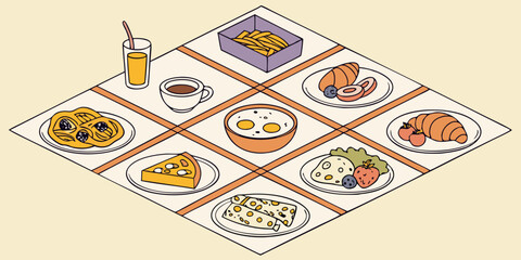 Set of Chinese zodiac signs with delicious pepperoni pizza meal vector illustration