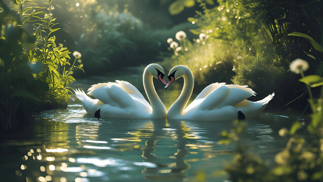 two swans in the lake