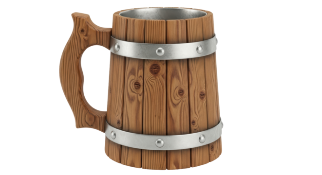 Isolated Wooden Beer Mug