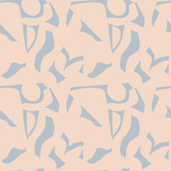 Seamless abstract pattern with organic cutout shapes in pink and red. Modern artistic collage style texture. Perfect for fabric, wallpaper, wrapping paper, apparel, stationery