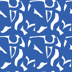 Abstract seamless pattern with organic cut out shapes. Modern monochromatic collage with artistic silhouettes. Perfect for wrapping paper, wallpaper, textile, fabric, packaging and digital design 