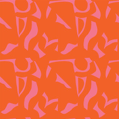 Abstract seamless pattern with organic cut out shapes. Modern monochromatic collage with artistic silhouettes. Perfect for wrapping paper, wallpaper, textile, fabric, packaging and digital design 