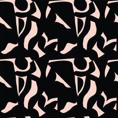 Abstract seamless pattern with organic cut out shapes. Modern monochromatic collage with artistic silhouettes. Perfect for wrapping paper, wallpaper, textile, fabric, packaging and digital design 