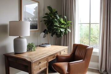 Fototapeta premium Quiet luxury home office with plant