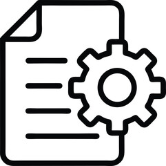 Document with gear icon, process improvement vector illustration