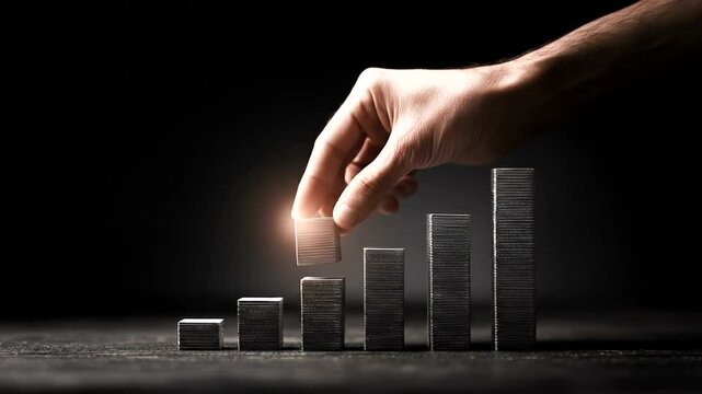Growth chart with hand adding a block