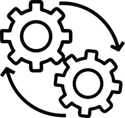 Two Gears with Arrows Icon Representing Process Synchronization and System Integration