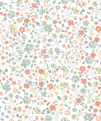 Fototapeta premium Art vintage little floral allover pattern pastel colors