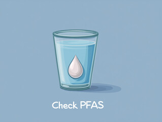 Illustration of a Clear Glass Filled With Water, Featuring a Droplet, Emphasizing the Importance of Checking for PFAS Contamination