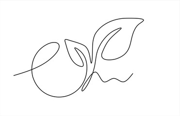 Self drawing of continuous one line draw plant logo Seedling gardening plants, sprouts. Editable stroke. Hand drawn one line vector. 