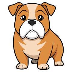 Fototapeta premium A charming bulldog with a slightly wrinkled face, looking curiously, isolated on a clean white background, a friendly pet.