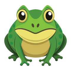 Obraz premium A large bullfrog with prominent, watchful eyes, isolated on a clean white background, a common pond amphibian.