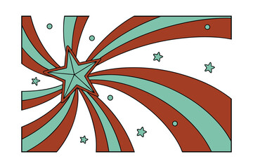 Vibrant Firework Burst Illustration with Red and Green Stars