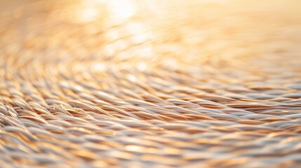Woven texture illuminated by warm sunlight creates a serene ambiance in the late afternoon