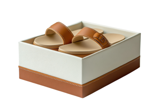 New arrival Leather sandals inside elegant gift box Minimalist design brown strap summer fashion